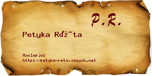 Petyka Réta névjegykártya
